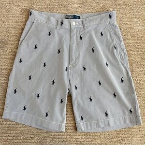 Polo Ralph Lauren Prospect Shorts Mens 31 Blue White Pinstripe All Over Pony 9"